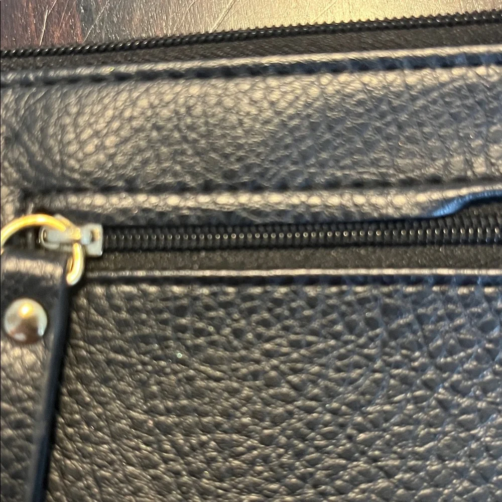 Nicole by Nicole Miller Black Leather Crossbody Bag with Strap